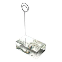 Sleek Sage & Gold Marble with Modern Realtor Logo  Place Card Holder