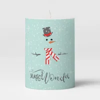 Magic and Wonder Christmas Snowman Mint ID440 Pillar Candle