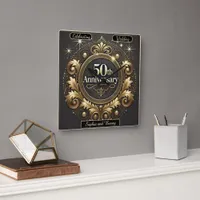 Opulent Gold: 50th Anniversary Masterpiece Square Wall Clock