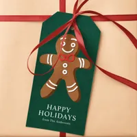 Gingerbread Man Green Christmas Gift Tags