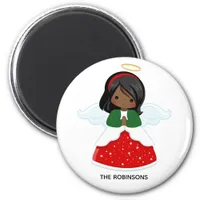 Little African American Girl Christmas Angel Magnet