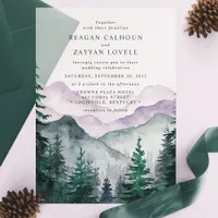 Misty Mountain Romance Watercolor Wedding Vellum Invitations