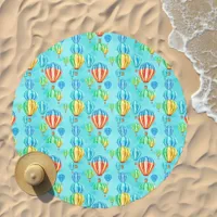 Blue and Orange Hotair Balloons Beach Towel