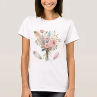 Pink Flowers and Feathers T-Shirt