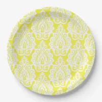 Classy Lace Yellow and White Paper Plates