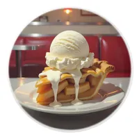 Apple Pie and Vanilla Ice Cream at Diner Ceramic Knob