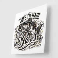 Funny Time to Haul Bass Fishing Square Wall Clock