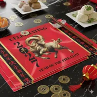 Stunning Red Gold Chinese Year of Fire Goat 2027 Paper Pad