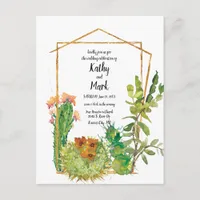 Blooming Desert Cactus Geometric Wedding Postcard