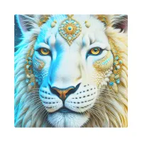 Majestic White and Gold Lion   Metal Print