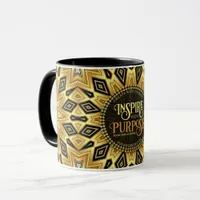 Orange Black Yellow Art Deco Mandala Mug