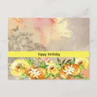 Happy Birthday Oranges and Roses Postcard