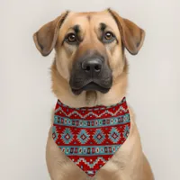 Southwest Mesas Turquoise and Red Geometric Pet Bandana Collar