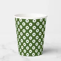 Fun Dark Green with Green and White Polka-Dots Paper Cups