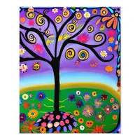 Whimsical Folk Art Style Tree Photo Print