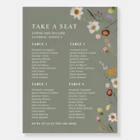 Sage Green Boho Wildflower  4 Table Seating Chart  Foam Board