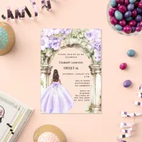 Lavender florals arch dress clear Sweet 16 Acrylic Invitations