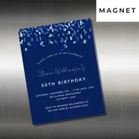 Birthday navy blue confetti men invitation magnet