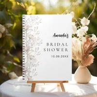 Guest book bridal shower wildflowers beige cream