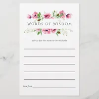 Watercolor Pink Poppies Bridal Shower Advice