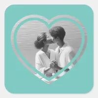 Personalized Heart Shaped  Photo Wedding  Square Sticker