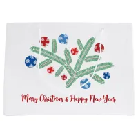 Christmas tree branch with snowflake decorations large gift bag