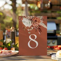 Rustic Autumn Florals Terracotta Table Number