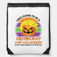 Going To A Democrat For Halloween Funny Trumpkin Drawstring Bag