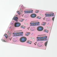 Retro 1980's Era Music Birthday Wrapping Paper