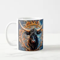 Vibrant Ox portrait with Floral Motifs Coffee Mug