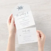 Modern Beach Starfish Wedding Dusty Blue All In One Invitation