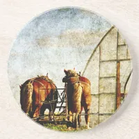 Two Horses Ready For Work Coaster