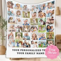 Modern Family Custom 36 Photos Collage Birthday Sherpa Blanket
