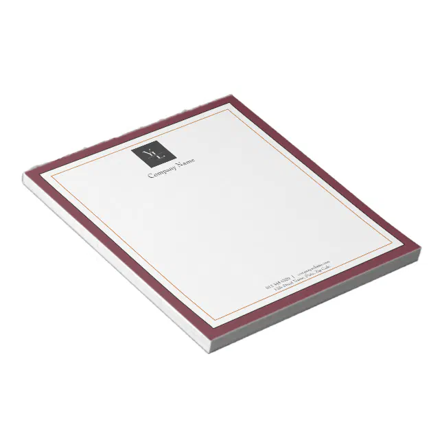 Modern Red White Gold with Business Logo Notepad