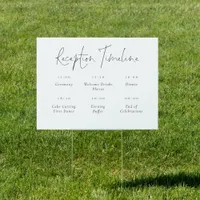 Simple Black and White Wedding Reception Timeline Sign