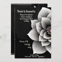 Timeless Elegance: Black & Silver Blossom Wedding  Invitation