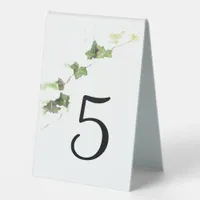 Green English Ivy Watercolor Wedding Table Number Table Tent Sign