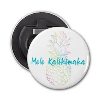 Mele Kalikimaka Christmas Rainbow Pineapple Bottle Opener