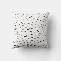 Halloween Black and White Flying Bats Pattern Throw Pillow