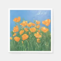 California Poppy Field Sky Impressionist Painting Napkins