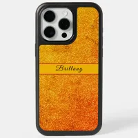 Metallic Orange Glitter Artsy Abstract Add Name iPhone 15 Pro Max Case