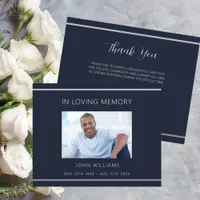 Sympathy blue white photo simple thank you card