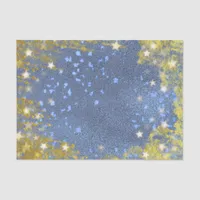 Festive Starry Glittery Blue And Gold Modern Glam  Tissue Paper