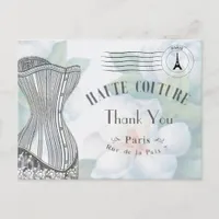 Vintage French Paris Thank You Postcard