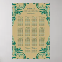 Rustic Green Gold seating plan poster