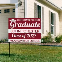 18" X 24" Red and White Graduation Text Yard Sign