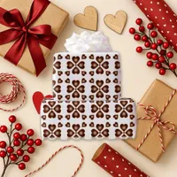 Rustic Brown Heart Floral White Wrapping Paper