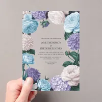 Indigo Petal, Blue Hydrangea & Frost Pearl Wedding Acrylic Invitations