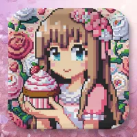 Pixel Art Girl's Pink Birthday Party Paper Plates