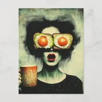 Surreal Avocado Toast and Coffee woman  Postcard